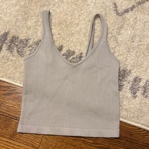 Woman’s Dynamic Light Gray Cropped Ribbed Tank - One size